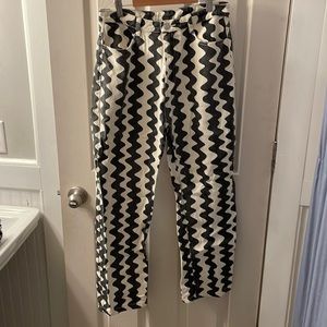 Cider Black and White Zigzag Straight Leg Jeans